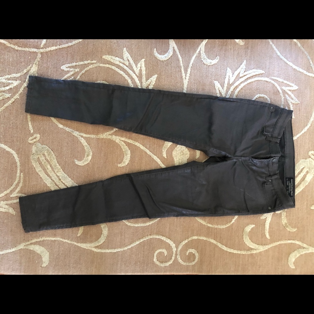AllSaints skinny coated jeans.